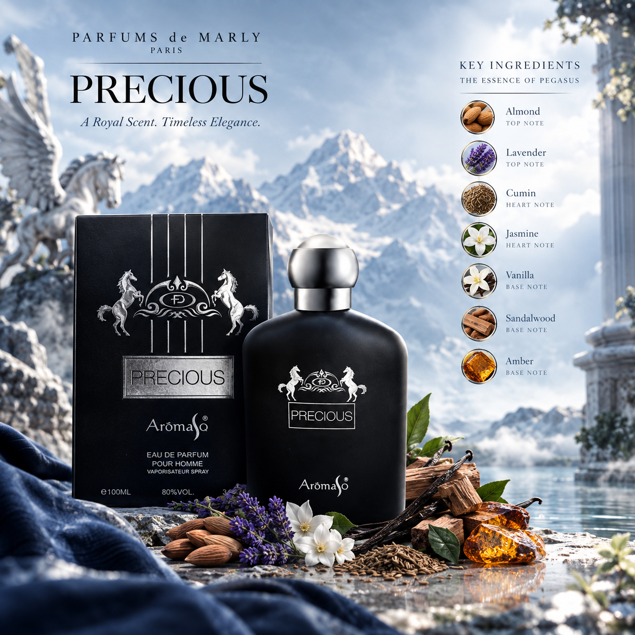 ادکلن مردانه آروما اس کیو Aroma Sq مدل Precious شرکتی اماراتی (پگاسوس مارلی)