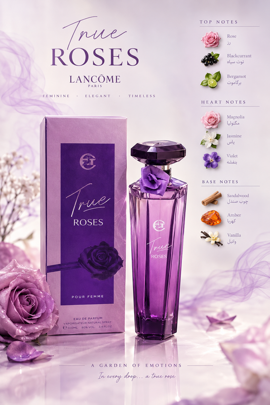 ادکلن زنانه رز لانکوم NIGHT ROSE حجم ۱۰۰میل اماراتی